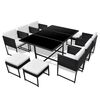vidaXL 11-delige Tuinset met kussens poly rattan zwart