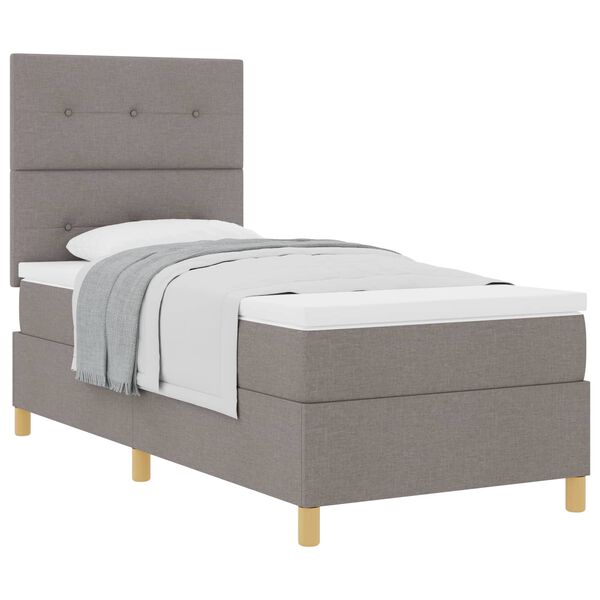 vidaXL Boxspringbed met matras met hoofdeinde Taupe 80 x 200 cm Stof