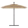 vidaXL Parasol met LED's en stalen paal 246x246x230 cm bruin