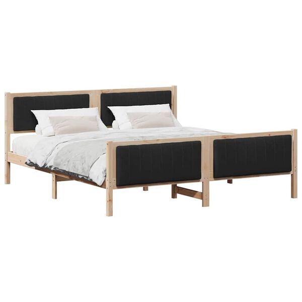vidaXL Bedframe Bruin en zwart 180 x 200 cm Massief grenenhout