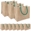 vidaXL Jute handtassen 10 Natuurlijk en Groen 26 x 22 x 14 cm