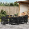 vidaXL Tuin eettafelset 9 pcs Zwart poly rattan