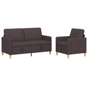 vidaXL Bankenset met opbergruimte 2 st Donkerbruin Polyester