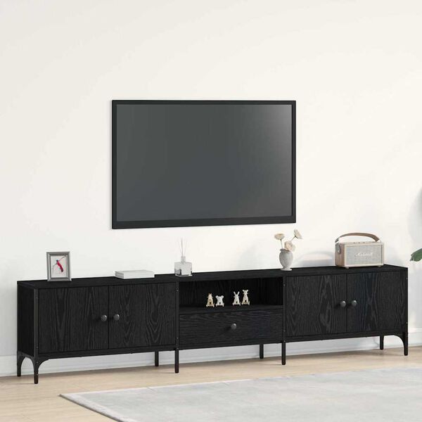 vidaXL TV-kast met lade Zwart eiken 200 x 25 x 44 cm Bewerkt hout