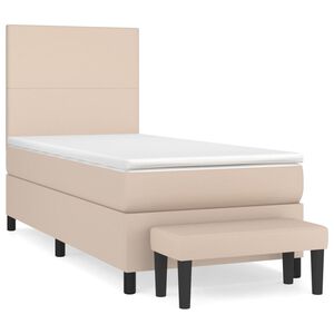 vidaXL Boxspring met matras kunstleer cappuccinokleurig 90x190 cm