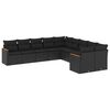 vidaXL 10-delige Loungeset met kussens poly rattan zwart