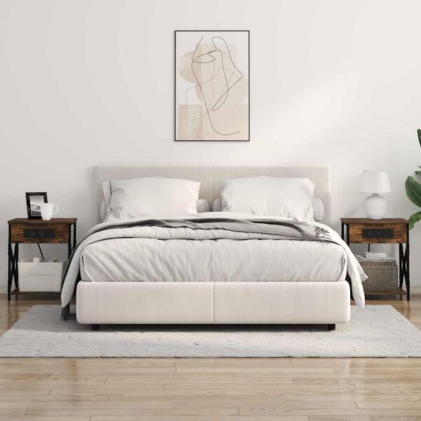 vidaXL Nachtkastje Gerookt eiken 41 x 31 x 51 cm Bewerkt hout