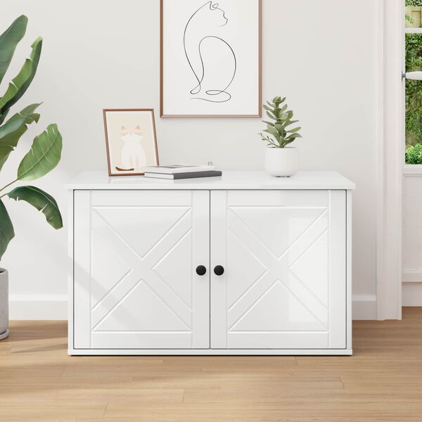 vidaXL Kattenhuis Glanzend Wit 85 x 55 x 50 cm Bewerkt hout