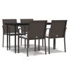 vidaXL 5-delige Tuinset met kussens poly rattan en staal