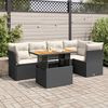 vidaXL 6-delige Loungeset met kussens poly rattan zwart