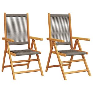 vidaXL Inklapbare stoelen 2 st massief acaciahout en polypropeen grijs