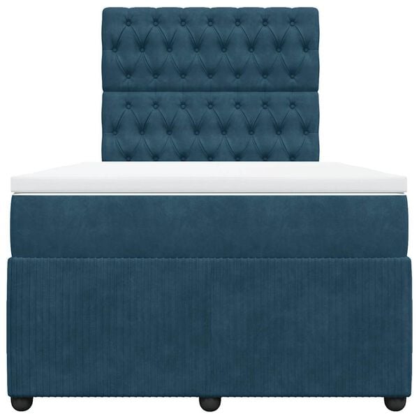 vidaXL Boxspring met matras fluweel donkerblauw 120x200 cm