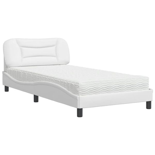 vidaXL Bed met matras "Hvar" kunstleer wit 100x200 cm
