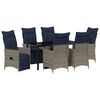 vidaXL Tafel en stoelen set 7 st Grijs PE Rattan