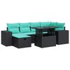 vidaXL 7-delige Loungeset met kussens poly rattan acacia grijs