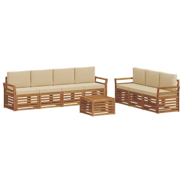 vidaXL Sofa-Sets 8 pcs Natuurlijk en Beige Massief Acaciahout