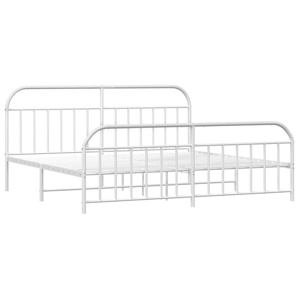 vidaXL Bedframe met hoofd- en voeteneinde metaal wit 193x203 cm