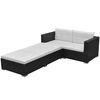 vidaXL 3-delige Loungeset met kussens poly rattan zwart