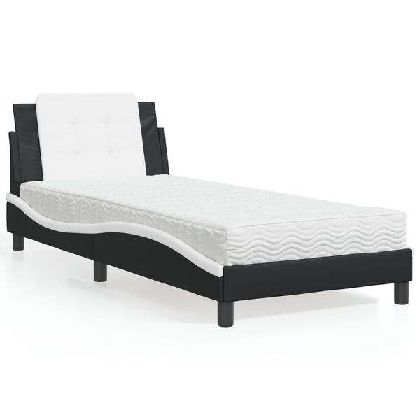 vidaXL Bedframe zonder matras "Zadar" kunstleer zwart en wit 100x200 cm