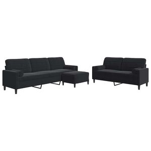 vidaXL 3-delige Loungeset met kussens en bolsters fluweel zwart