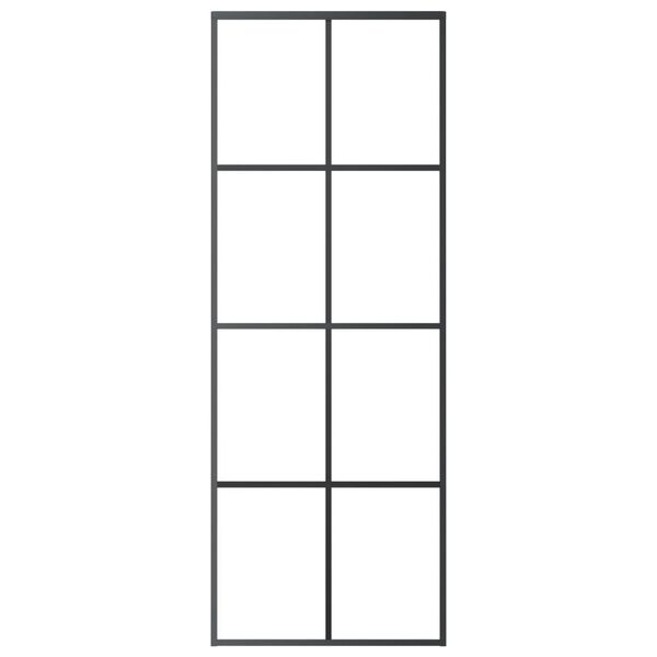 vidaXL Schuifdeur 76x205 cm ESG-glas en aluminium zwart