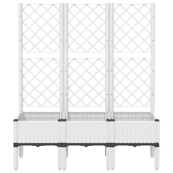 vidaXL Plantenbak met latwerk 120x40x142 cm polypropeen wit