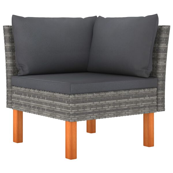 vidaXL 6-delige Loungeset poly rattan en eucalyptushout grijs