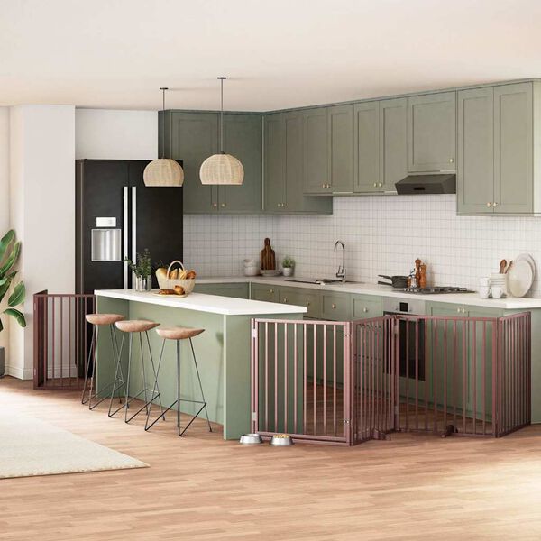 vidaXL Hondenhek inklapbaar 6 panelen 480 cm populierenhout bruin