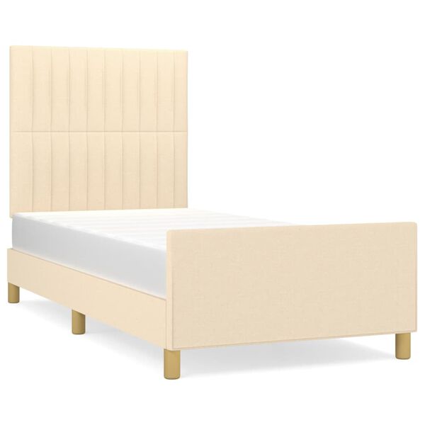 vidaXL Bedframe zonder matras 90x190 cm stof crèmekleurig