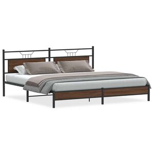 vidaXL Bedframe zonder matras metaal bruin eikenkleur 193x201 cm