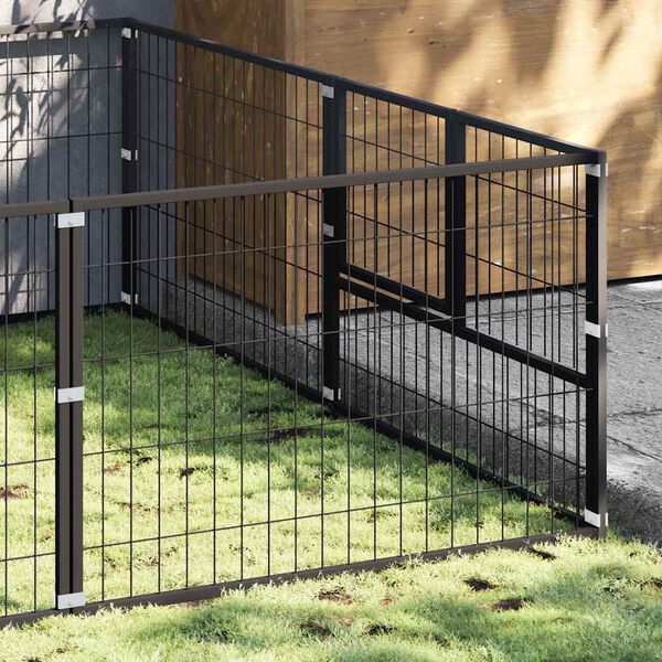 vidaXL Hondenkennel 6 m&sup2; staal zwart