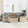 vidaXL Tuin Sofa Set met kussen met opslag 7 pcs Beige Poly riet