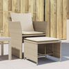 vidaXL Tuinstoel met voetenbank poly rattan beige