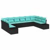 vidaXL Tuinbankenset 10 st 9-Aantal zitplaatsen Zwart en Turquoise