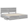 vidaXL Bedframe met lade Grijs Sonoma 200 x 200 cm Ingenieurshout