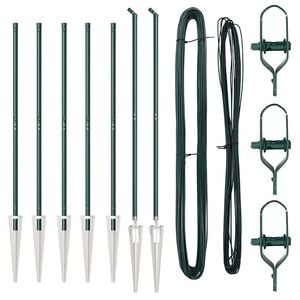 vidaXL Afrasteringspaal 7 pcs Groen Staal