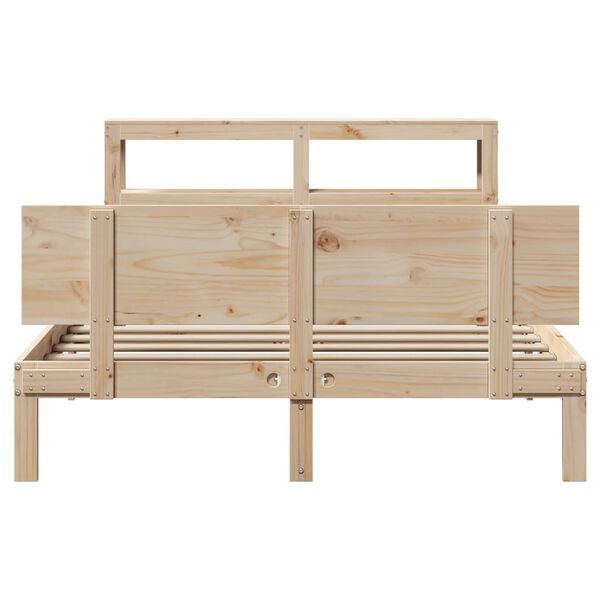 vidaXL Bedframe met hoofdbord massief grenenhout 150x200 cm