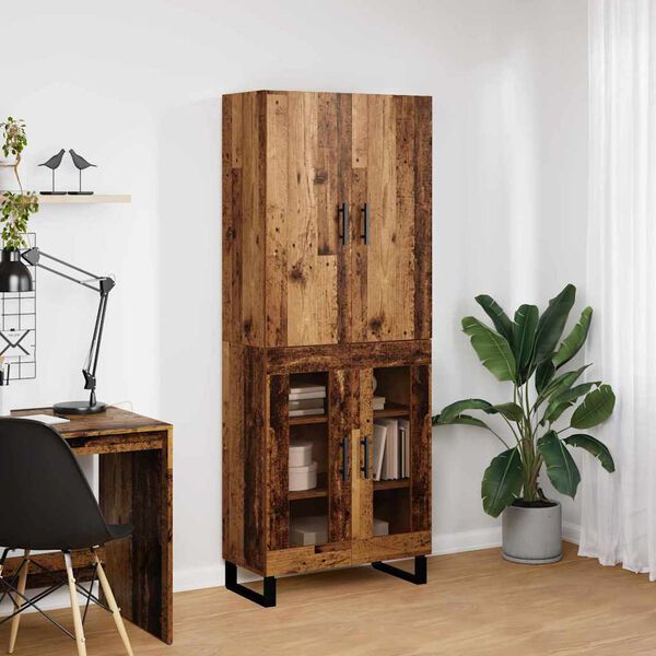 vidaXL Hoge kast 2 pcs Oud Hout 69,5 x 34 x 180 cm