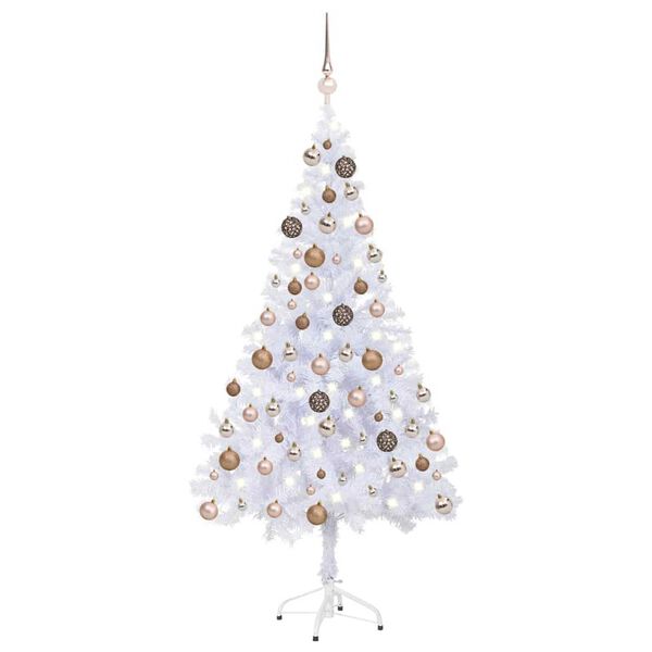 vidaXL Kunstkerstboom met verlichting en kerstballen 230 takken 120 cm