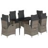 vidaXL 7-delige Tuinset met kussens poly rattan grijs