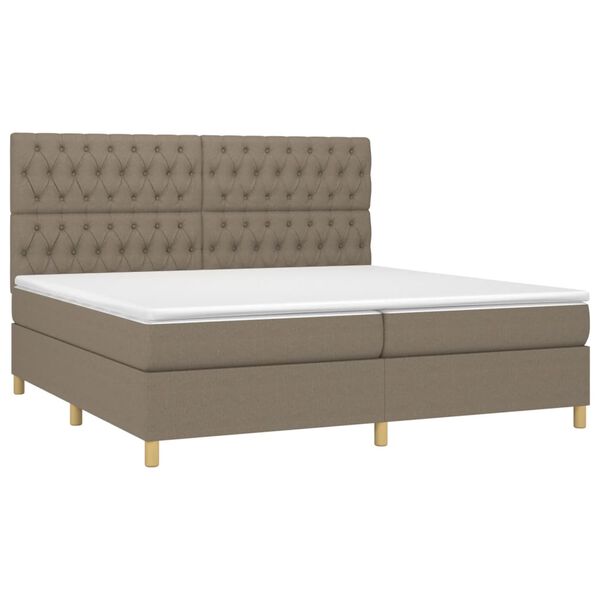 vidaXL Boxspring met matras stof taupe 200x200 cm