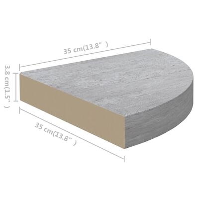 vidaXL Hoekwandschappen 4 st 35x35x3,8 cm MDF betongrijs