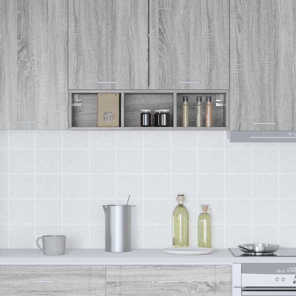 vidaXL Hangkast met opslag Grijs Sonoma 20 x 29,5 x 80 cm Bewerkt hout