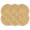 vidaXL Placemats 6 st rond 38 cm jute natuurlijk
