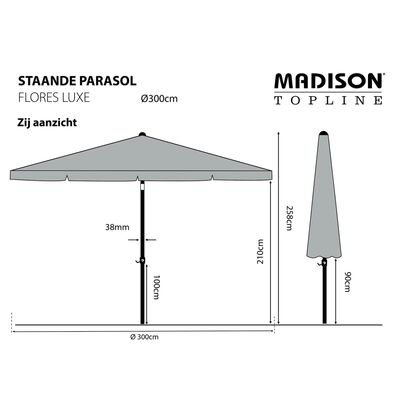 Madison Parasol Flores Luxe rond 300 cm ecru