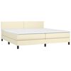 vidaXL Boxspring met matras en LED kunstleer cr&egrave;mekleurig 200x200 cm