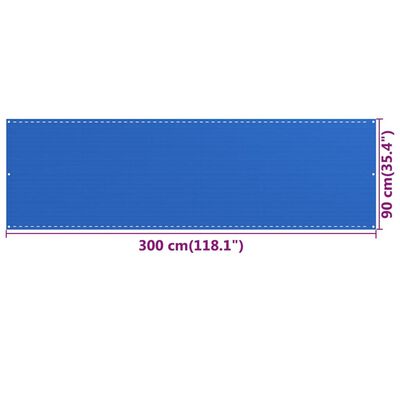 vidaXL Balkonscherm 90x300 cm HDPE blauw