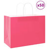 vidaXL Papieren zakken 50 st met hengsels 32x17x25 cm roze