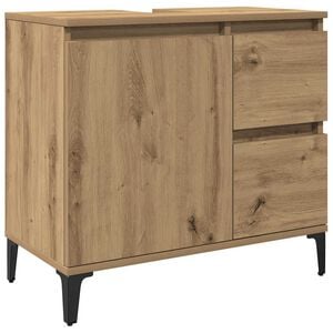 vidaXL Wastafelkast 65x33x60 cm bewerkt hout artisanaal eikenkleurig