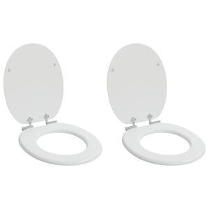 vidaXL Toiletbril met soft-closedeksel 2 st MDF wit